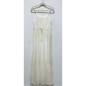 Amanda Lane Slip Dress Womens 16 Ivory Pleated Maxi Quiet Luxury Elegant Party